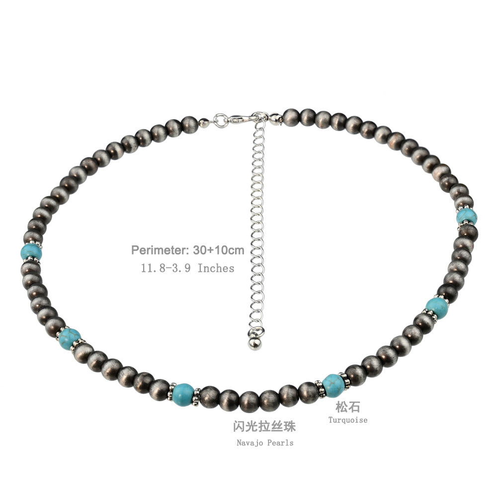 Wholesale Vintage Antique Pewter Beaded Necklace Bracelet Drop Shaped Earrings Jewelry Set